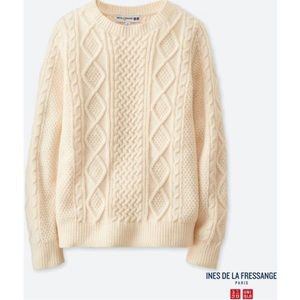 Uniqlo White Cable Knit Sweater